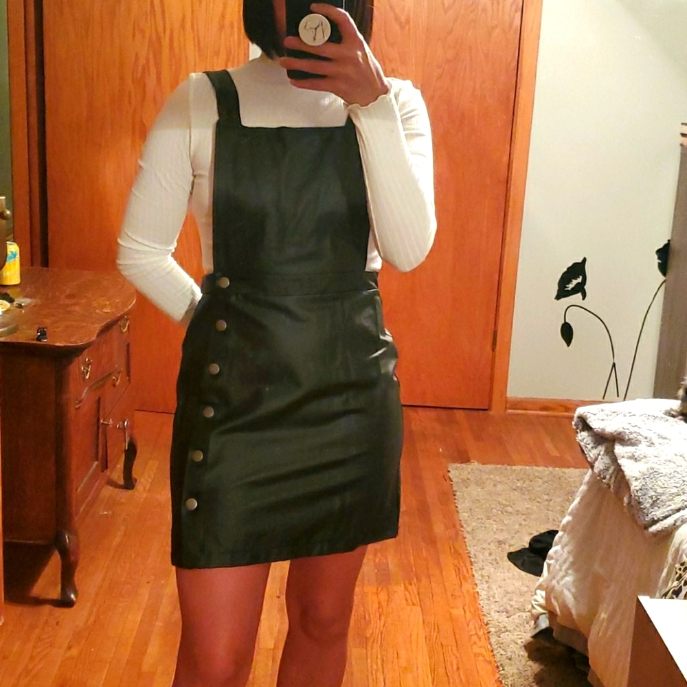 Pleather overall skirt